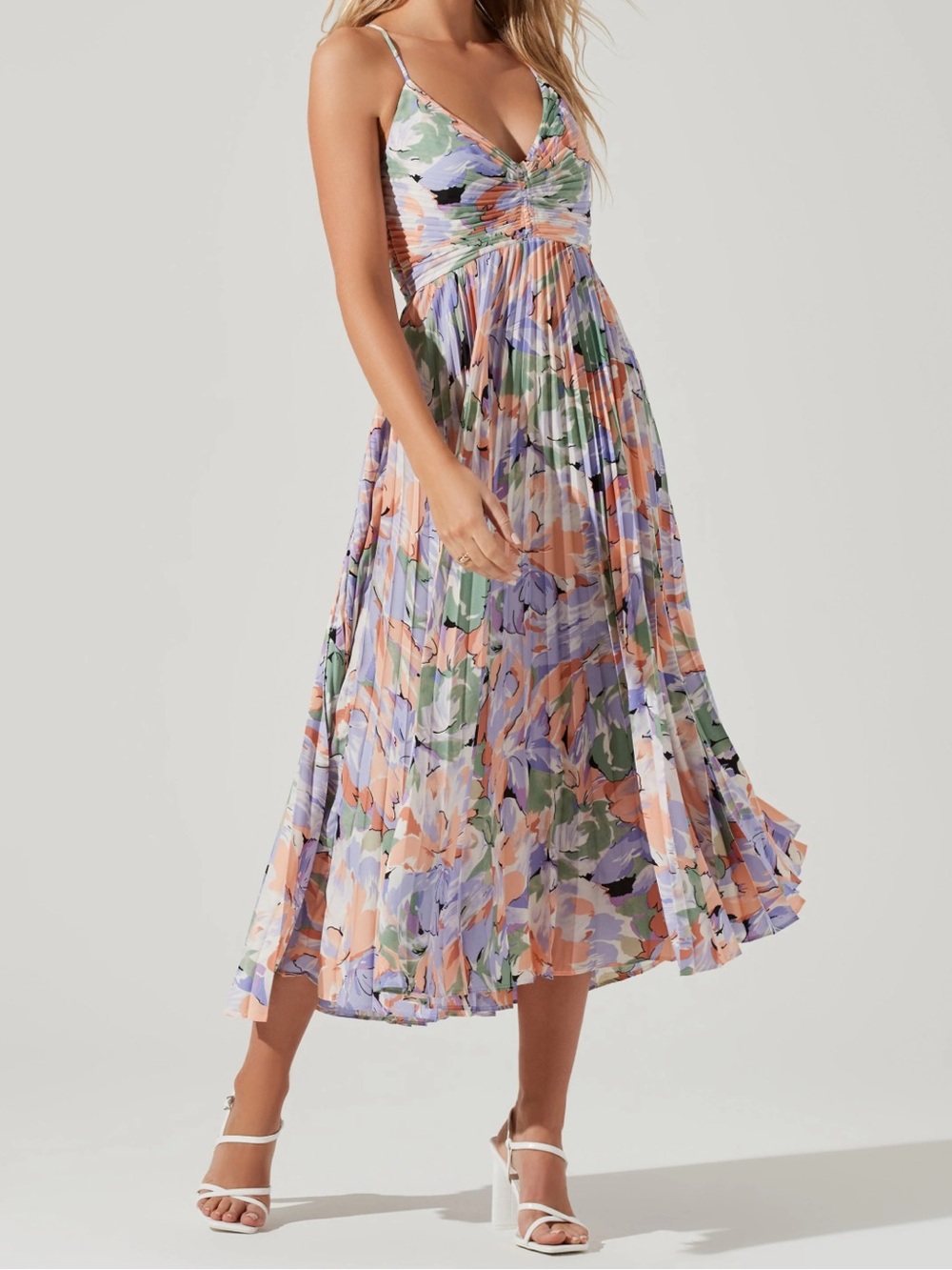 ASTR THE LABEL - Blythe Floral Plisse Midi Dress